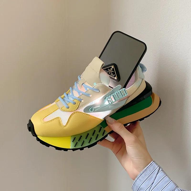 New Color Matching Sneakers Women Shoes Casual Shoes Lace-up Woman Flat with Ladies Shoes Women Sneakers