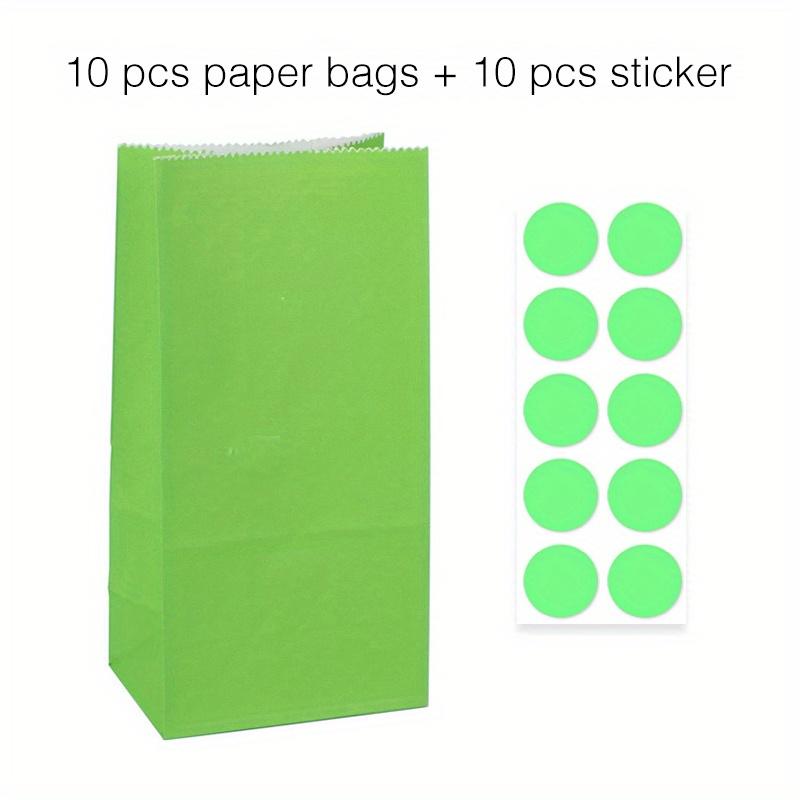 10 Pcs Colorful Solid Stripe and Polka Dot Stand-Up Bags with Stickers - 18x9x6cm Favor Gift Packing Treat Bags for Wedding