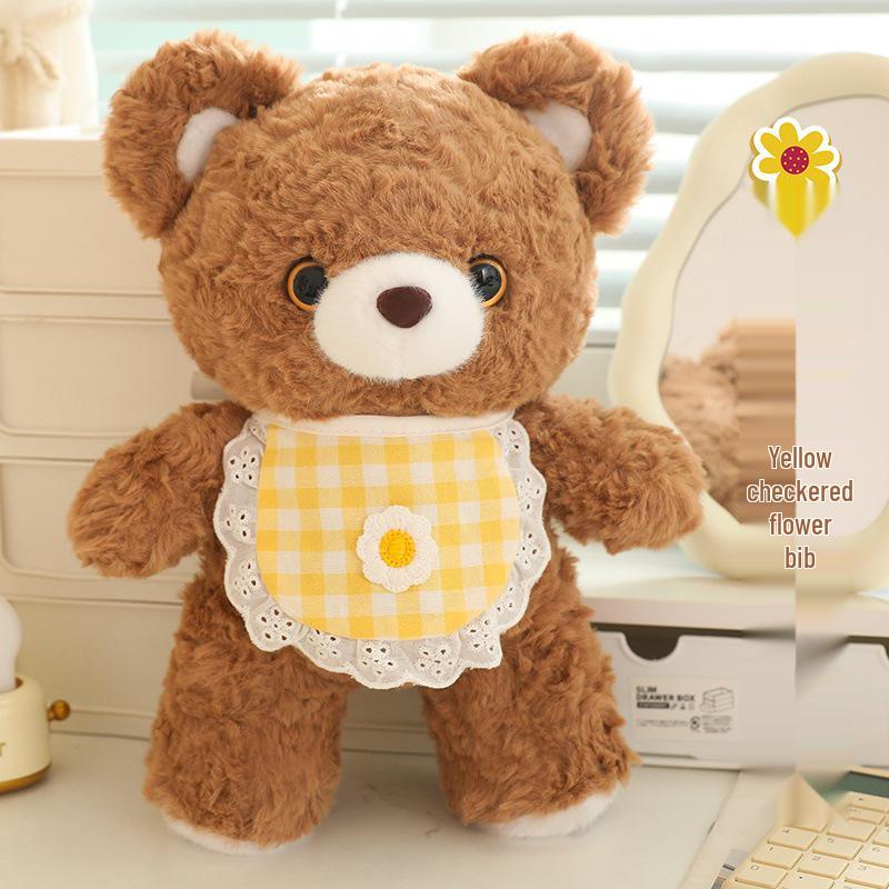 Adorable Zai Zai Bear Plush Toy - Cute Cartoon Teddy with Bib, Perfect Gift!