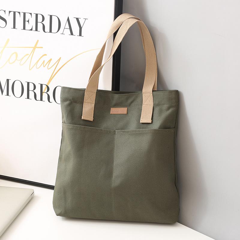 Spacious Canvas Crossbody Bag for College Students - Versatile Korean & Japanese Style