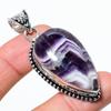 Natürlicher Chevron-Amethyst Edelstein 925 Sterlingsilber Geschenk Anhänger 2,25" G2s33