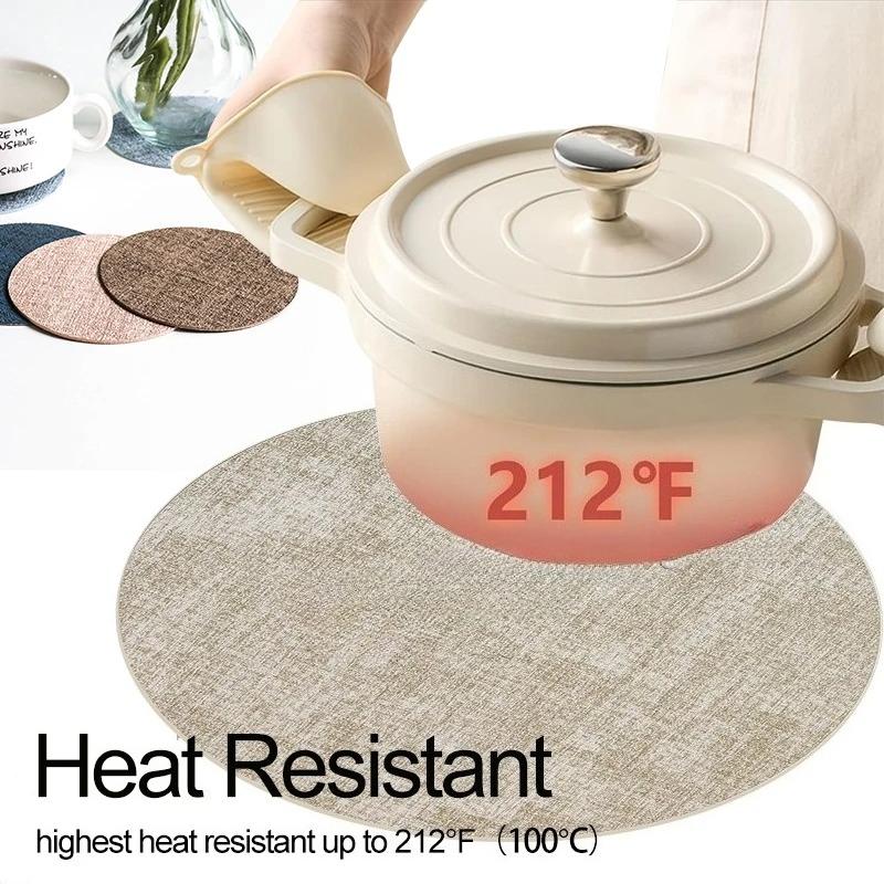 Round Placemats Set of 4 with 4 coasters  for Dining Table Heat-Resistant Non-Slip Washable Waterproof Coffee Mats,Place Mats