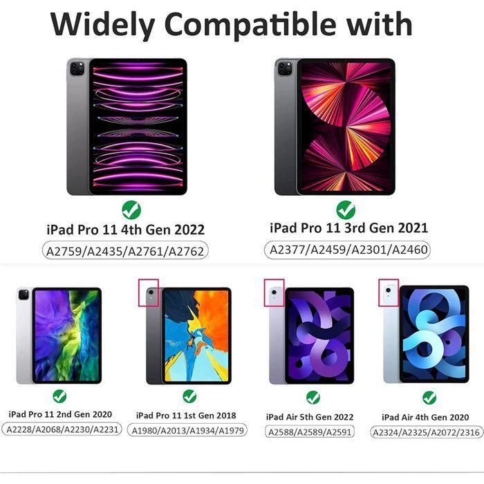 Coque + Verre Trempé - BOOLING - pour iPad Pro 11" - Etui Rotatif 360 - Bleu Marine - Protection Optimale