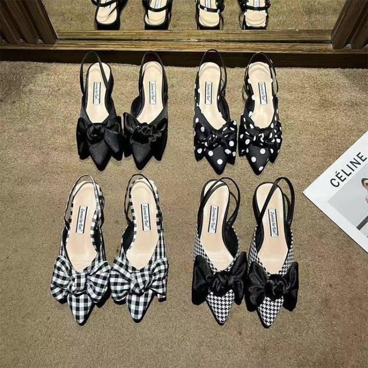 Hoogwaardige Franse achterkant lege enkele schoenen Nieuwe half-zakvormige hoofd sandalen in de zomer