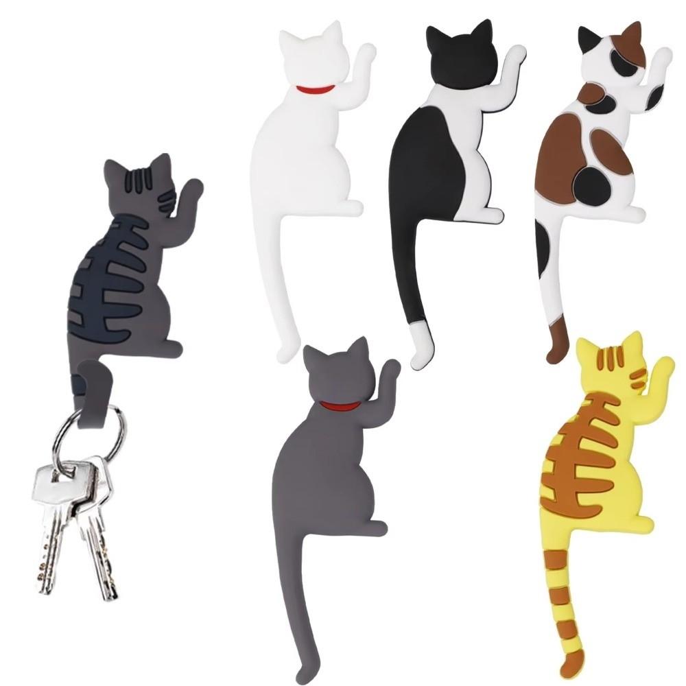 Creative Removable Cat Tail Refrigerator Hooks Cartoon Cat Furniture Decorations Strong Magnetic Hook Fridge Magnet Hook Home