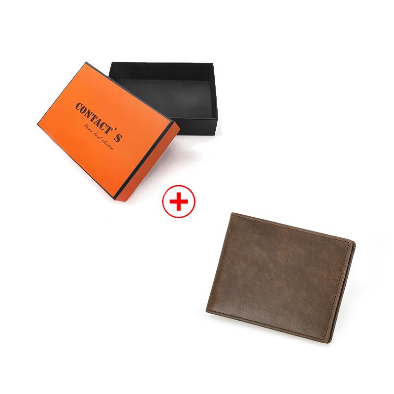 

CONTACT S Fashion Genuine Leather Wallets Men Magnetic Buckle 4 Card Holders Money Bag Male Daily Travel Gift Money Clips S кавовий