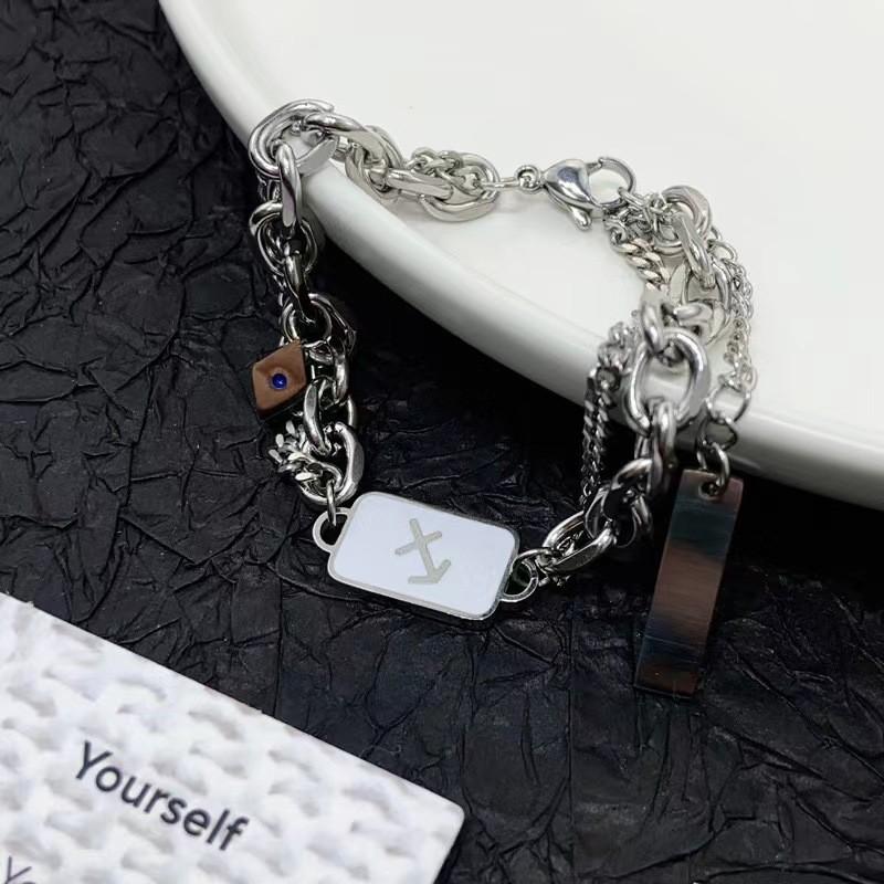 Fashionable Double Layer Titanium Steel Bracelet Minimalist Hipster Accessory Gifting For