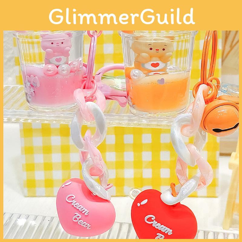 Eyecatching Pink And Orange Cream Bear Milk Tea Cup Keychain Charming Idea Gift