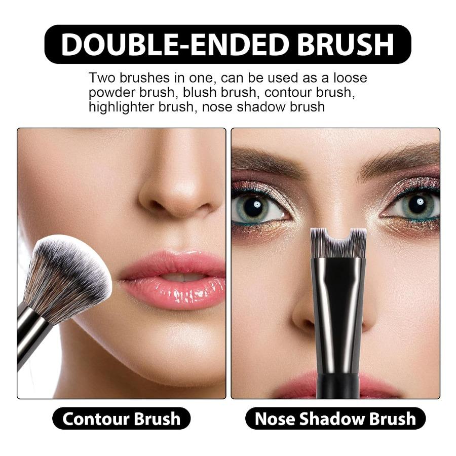 2-in-1 Nose Contour Brush, Dual-Ended U Shape for Precision Sculpting & Blending, Professional Defining Makeup Tool