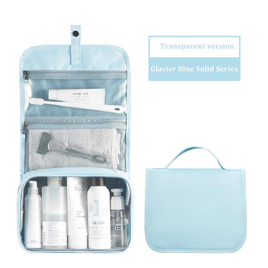 

Портативная косметичка с крючком для подвешивания, водонепроницаемая женская косметичка для ванной комнаты, большая вместимость, дорожный мужской косметичка L синий