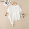 ZANZEA Women Casual Round Neck Solid Color Loose Short Sleeve Blouse