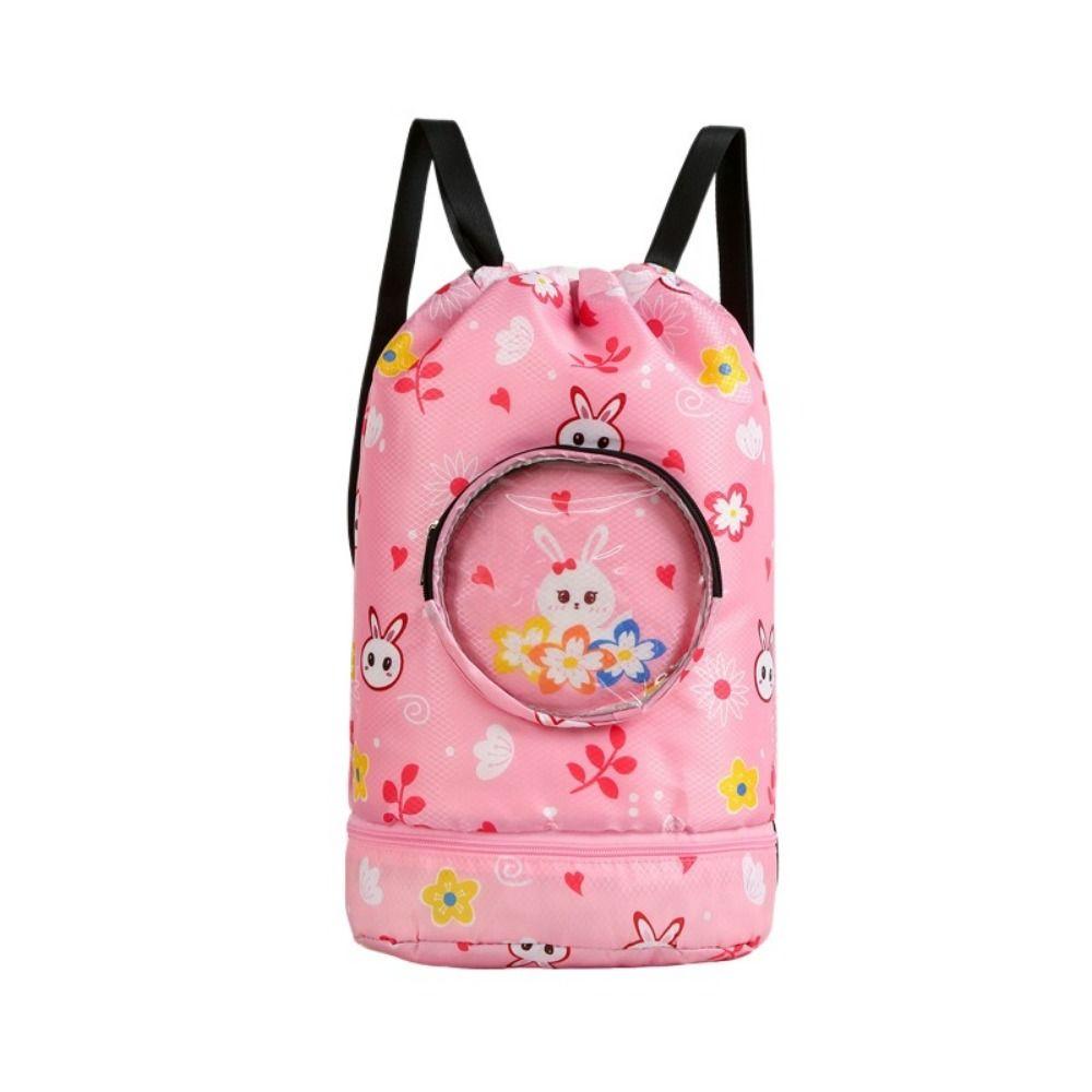 

Портативный детский плавательный рюкзак Водонепроницаемая спортивная фитнес-сумка на шнурке Сумка для плавания Путешествия розовый