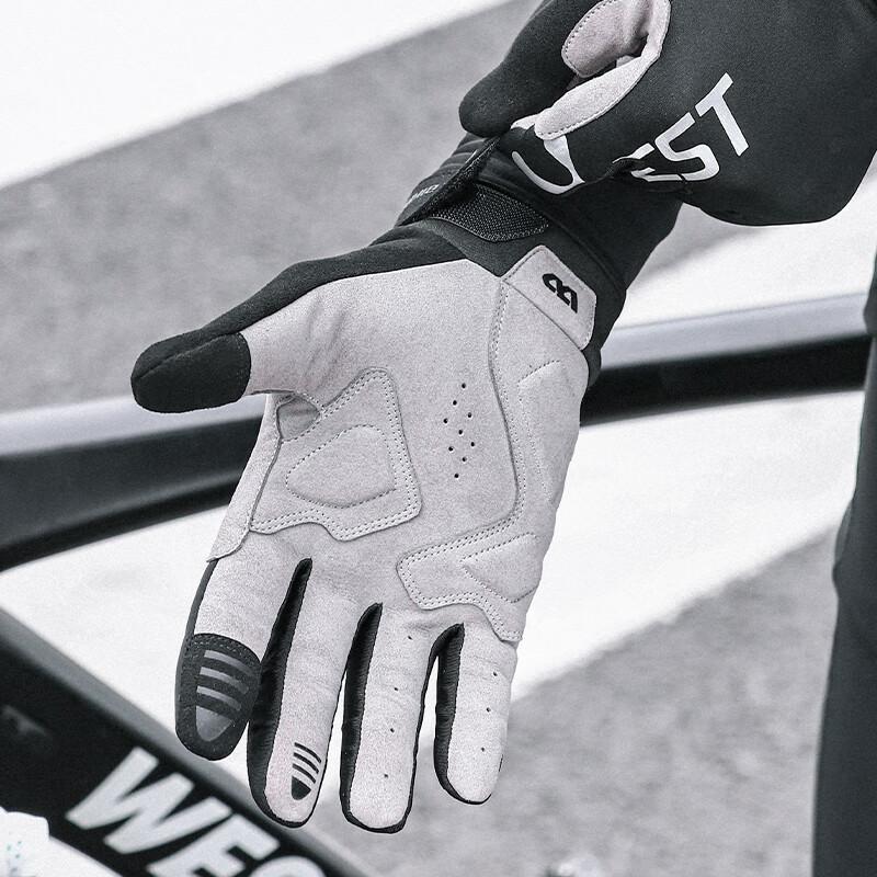 (WestBiking) Autumn And Winter Windproof Long Finger Gloves, Bicycle Anti-Slip Shock-Absorbing Outdoor Mountain And Road Bike Cycling Equipment M