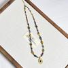 Bohemian Titanstahl Oval Vintage Halskette mit Naturstein Schlüsselbein und Pullover Kette für Damen