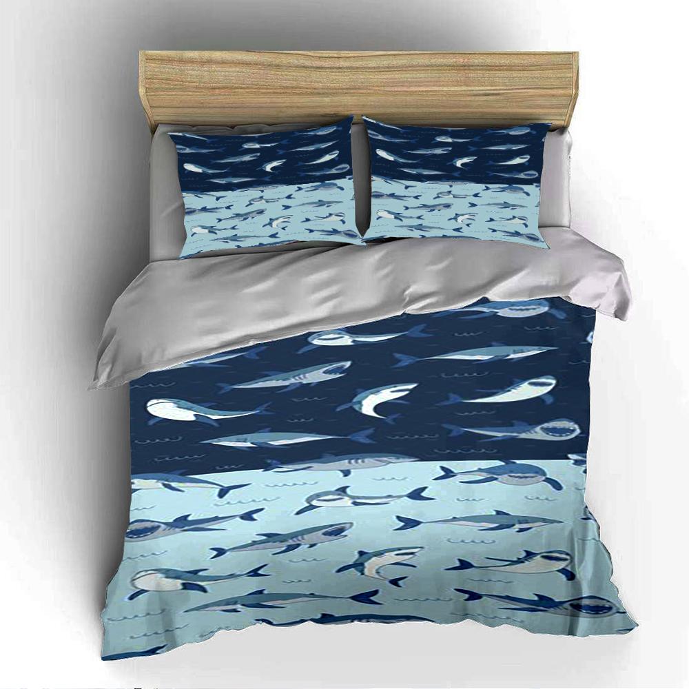 Shark Pattern Bedding Set Bedding set (1 duvet cover, 2 pillowcases, duvet not included)