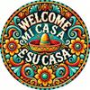 Metal Welcome Sign Mexican Folk Art 8x8 Inch Wall Decor Gift for Home Office