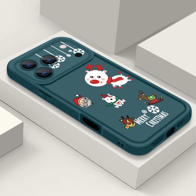 Cartoon Christmas Elk Pattern Case For iPhone 17 Air 16e 16 15 14 Pro Max 13 17 Pro Max 17 Pro 17 Shockproof Soft TPU Silicone Phone Cover Funda