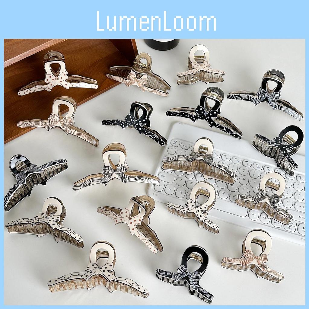 Elegant Hair Claw Clip In Polka Dot Design With Charming Bow For Daily Use