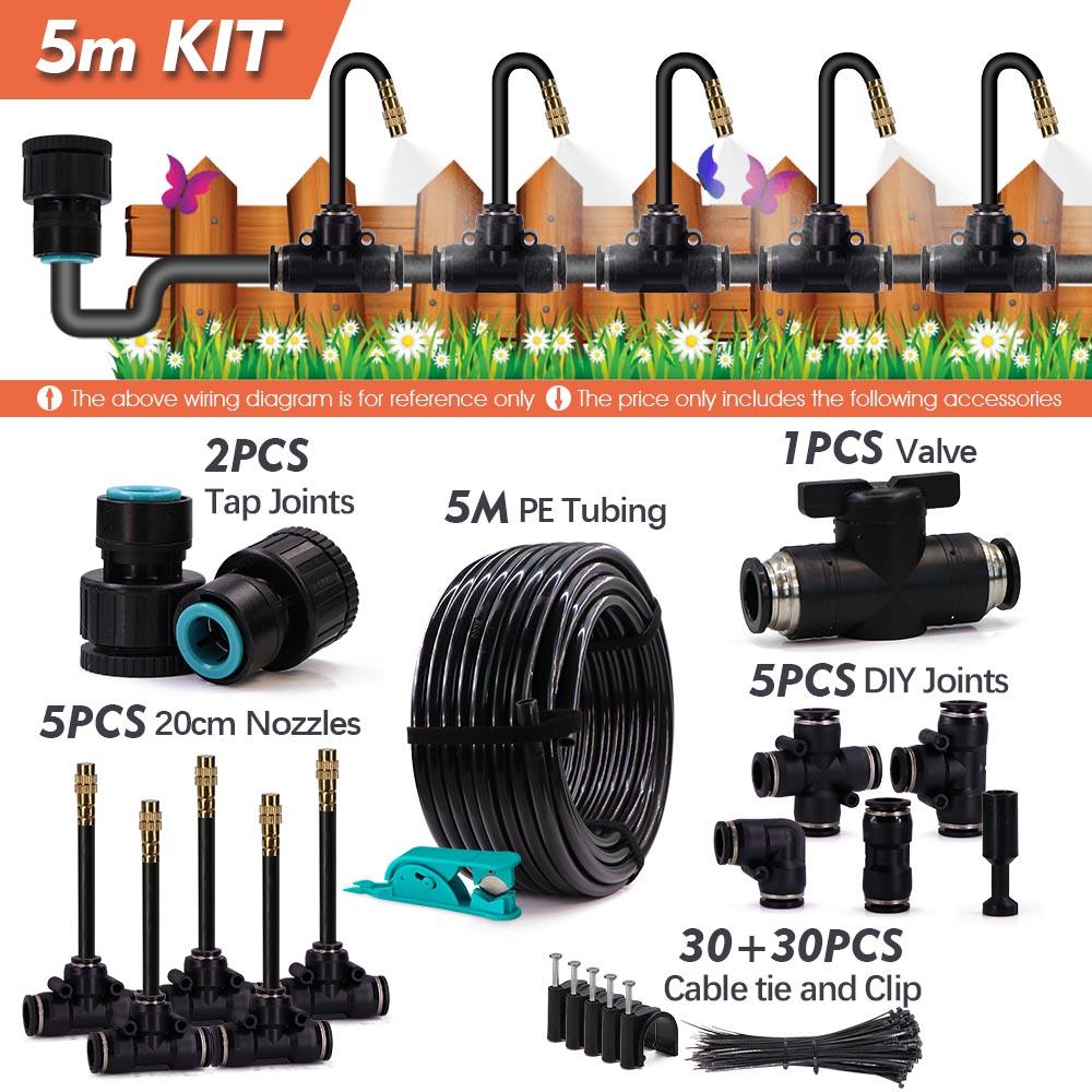 

3/8 9/12mm Garden Auto Watering System 360° Bend Adjustable Sprayer Nozzle Plants Potted Irrigation Misting Cooling Sprinkler