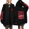 Berserk Anime Hooded Zip-Up Sweatshirt Men Oversized Fleece-Lined Pullover With Drawstring Cap Side Pockets