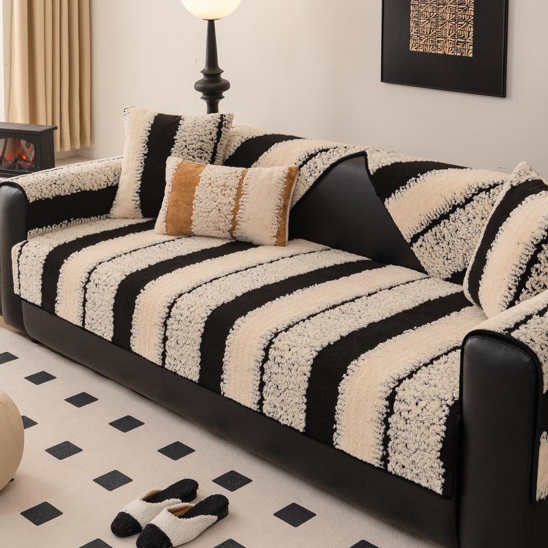 Plush Sofa Cushion Autumn And Winter New Thickened Non-Slip Seat Cushion Light Luxury Premium Cover Warm Cover Cloth Blanket