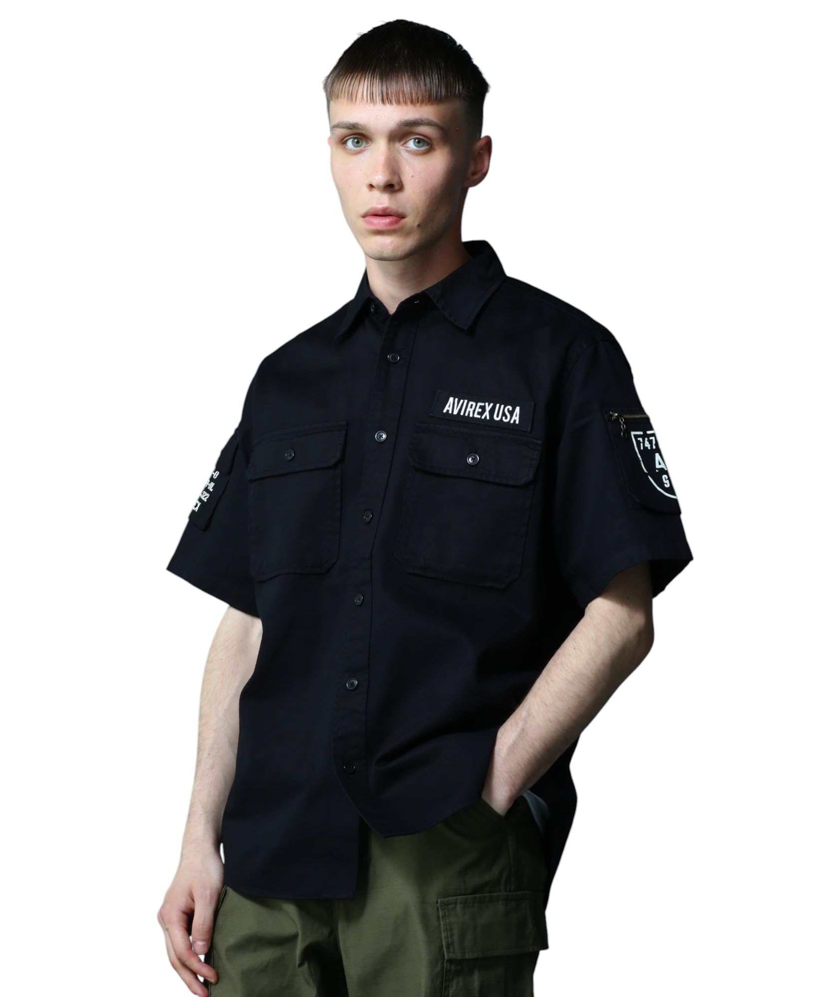 

AVIREX BASIC FATIGUE SHORT SLEEVE SHIRT L black 783-5923001