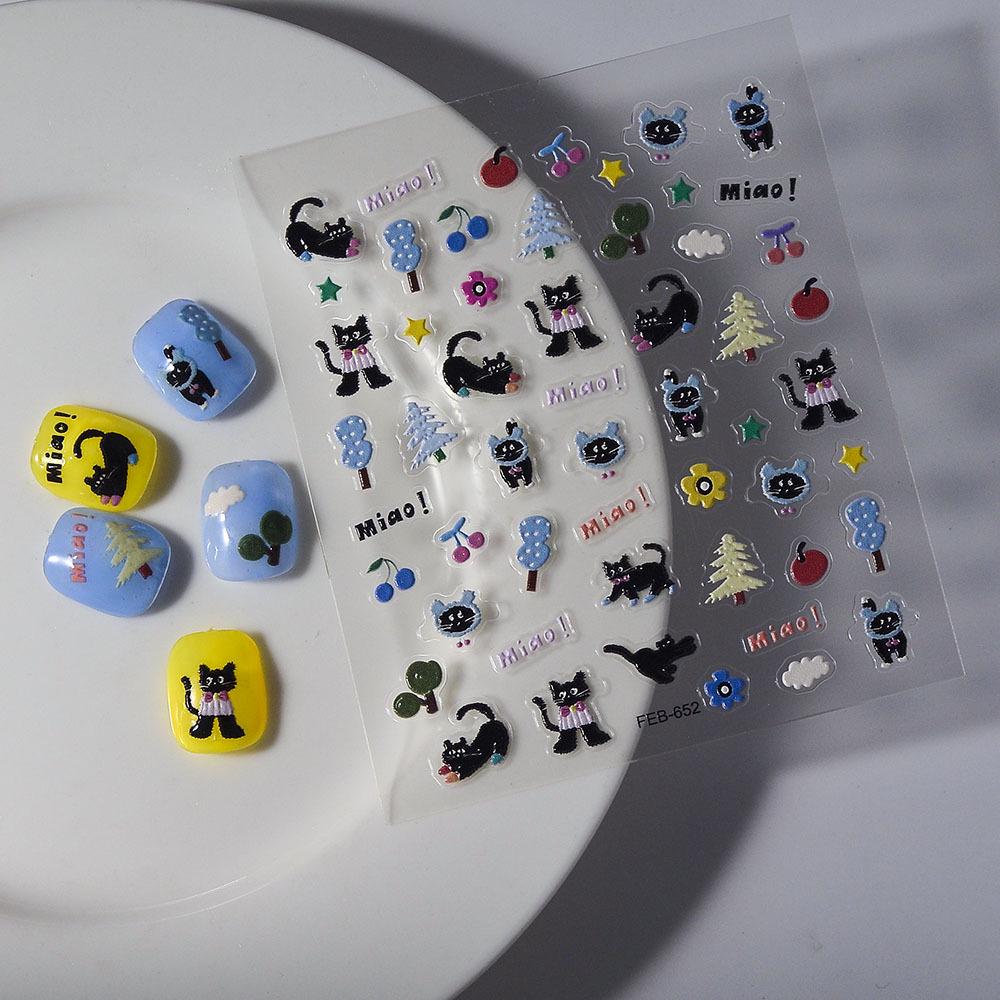 Big-Eyed Frog 5D Stereo Waterproof Nail Art Stickers - Cute, Thin, Tough, Rainbow Raindrop Design