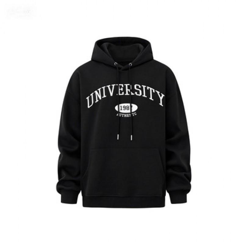 Mens Hooded Sweatshirt 2026 Loose Fit Print Casual Pullover Top