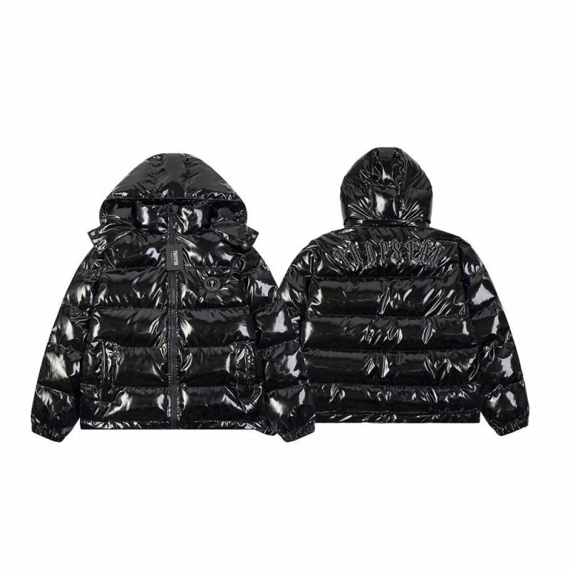 Trapstar PU Cotton Blend Detachable Hooded Puffer Jacket Unisex High Street Winter Coat
