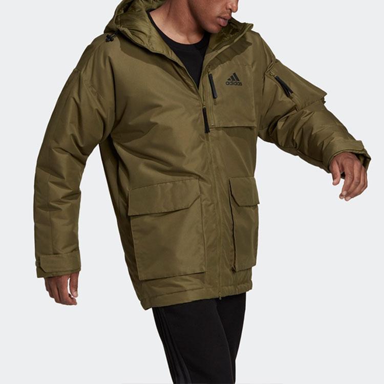 Adidas Outdoor Sports Hooded Down Jacket Men Outerwear Olive-Green H61734
