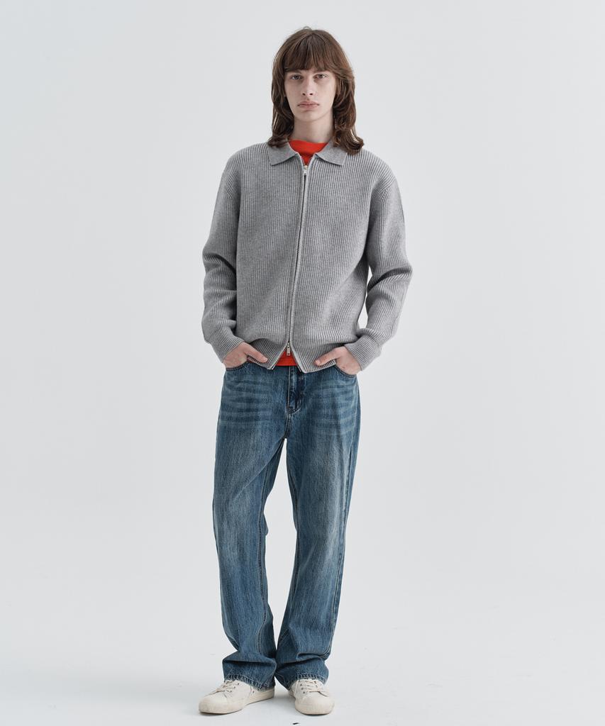 Ezio Urban Zip-Up Cardigan_Melange Gray