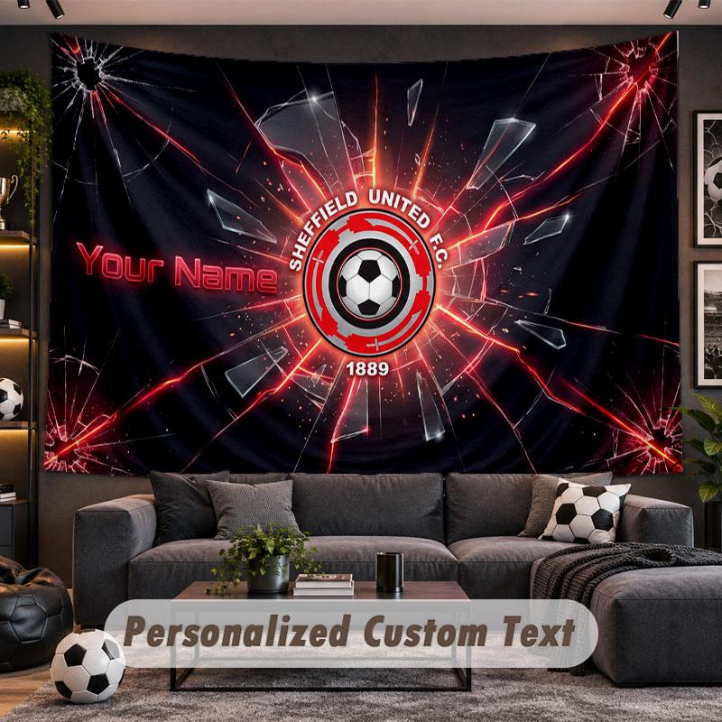 Wall Hanging Tapestry Custom NameSheffield United FC Pattern Personalized Printed Fabric Wall Decor