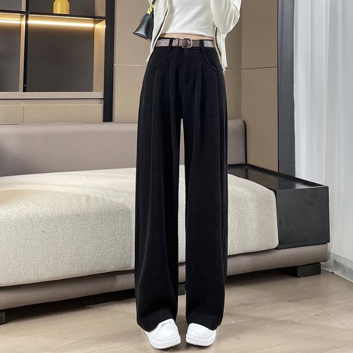 

Широкие брюки Maillard Corduroy с высокой талией 2024 года: Узкие прямые брюки на осень и зиму M