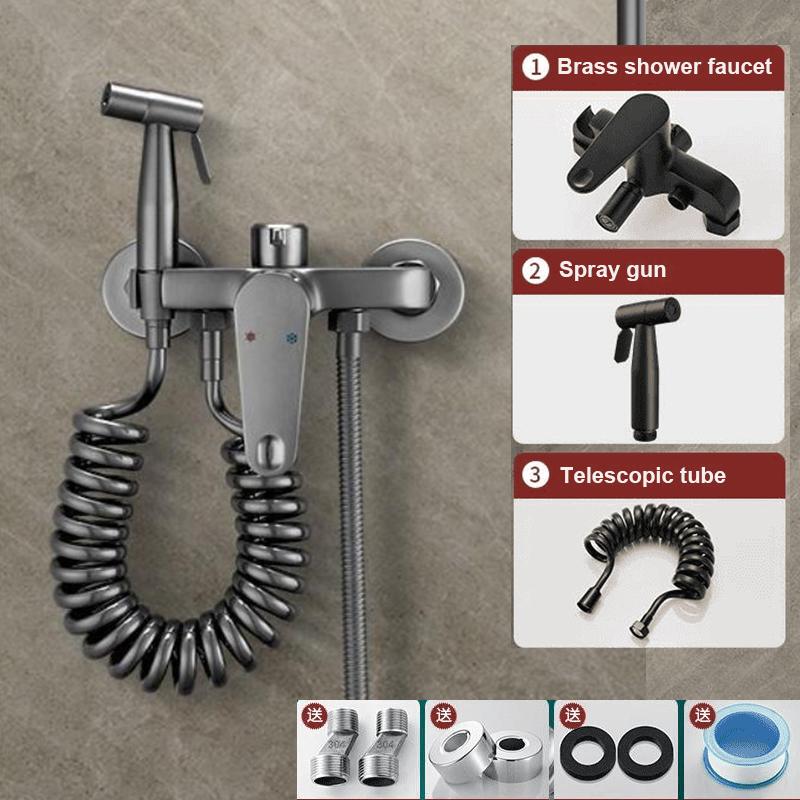Shower Faucet With Spray Gun Bathroom Faucets Bath Mixing Valve Triple Cold and Hot Water Faucet Multifunctional Household Tap