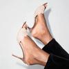 Soleist Elegant Women's Gold Lace Pumps | Pointed Toe Slip On High Heel Mules | Fashion Stiletto Shoes for Party Wedding