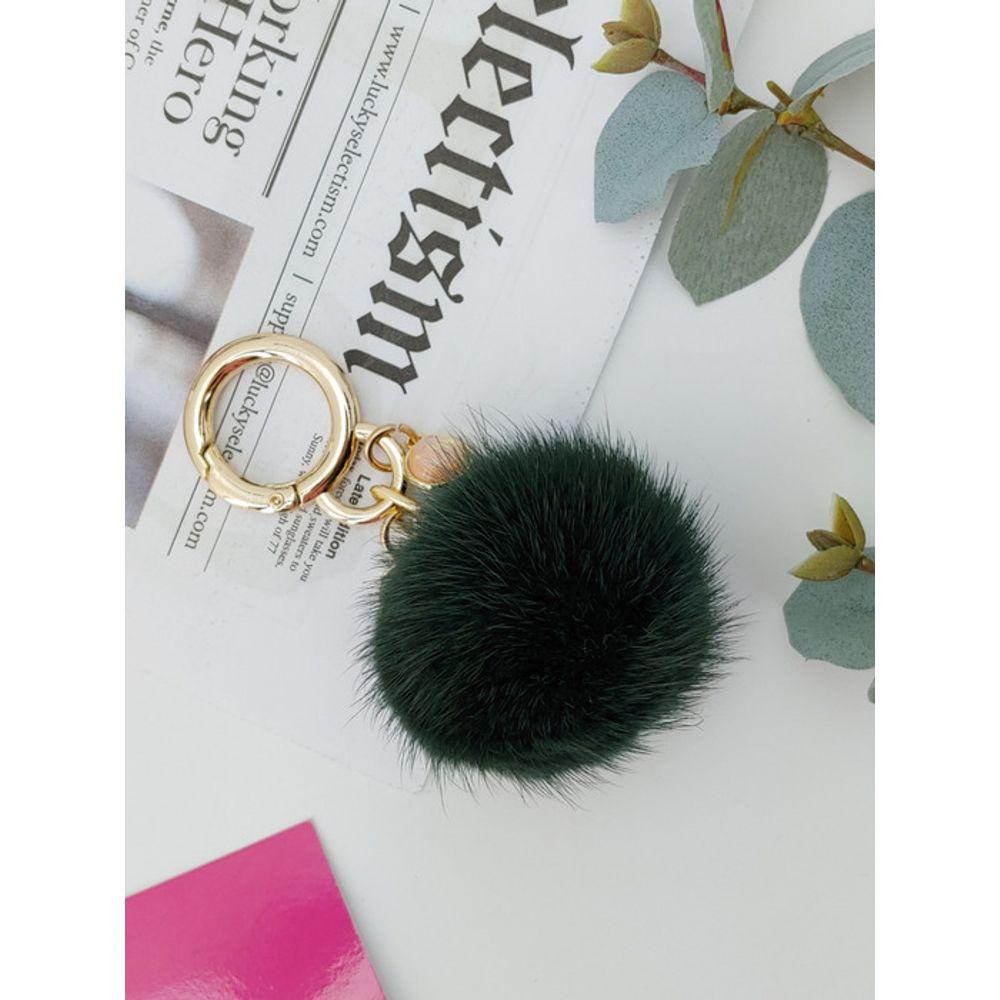 LALA Natural Mink Fur Keychain - Green