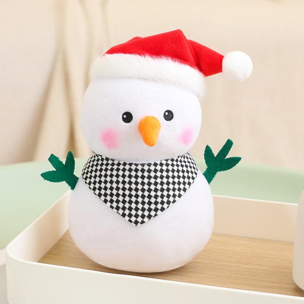 Fluffy Snowman Plush Toy Cartoon Xmas Ornament Creative Christmas Snowman Pendant  Christmas Gift