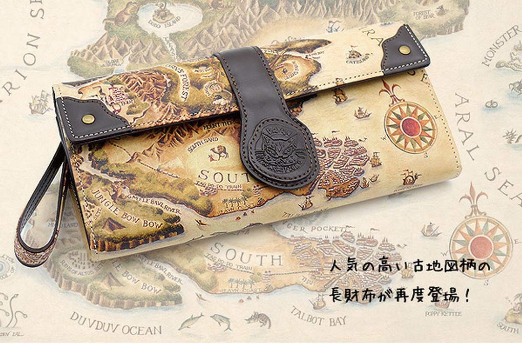 [Wachifield] Dayan Genuine Leather Antique Map Long Wallet