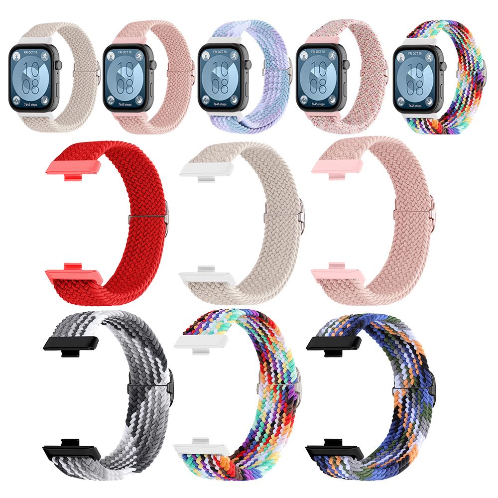 Braided Nylon WatchBand Strap For Huawei Watch Fit 3 Smart Wristband Braided Elastic Weave Bracelet For Huawei Fit4 Pro Strap