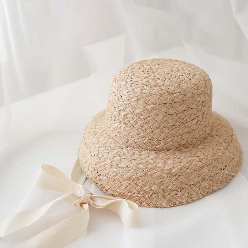 Rounded Toddler Beach Hat Large Brim Sunshade Straw Cap Sunscreen Hat Children Straw Hat Outdoor