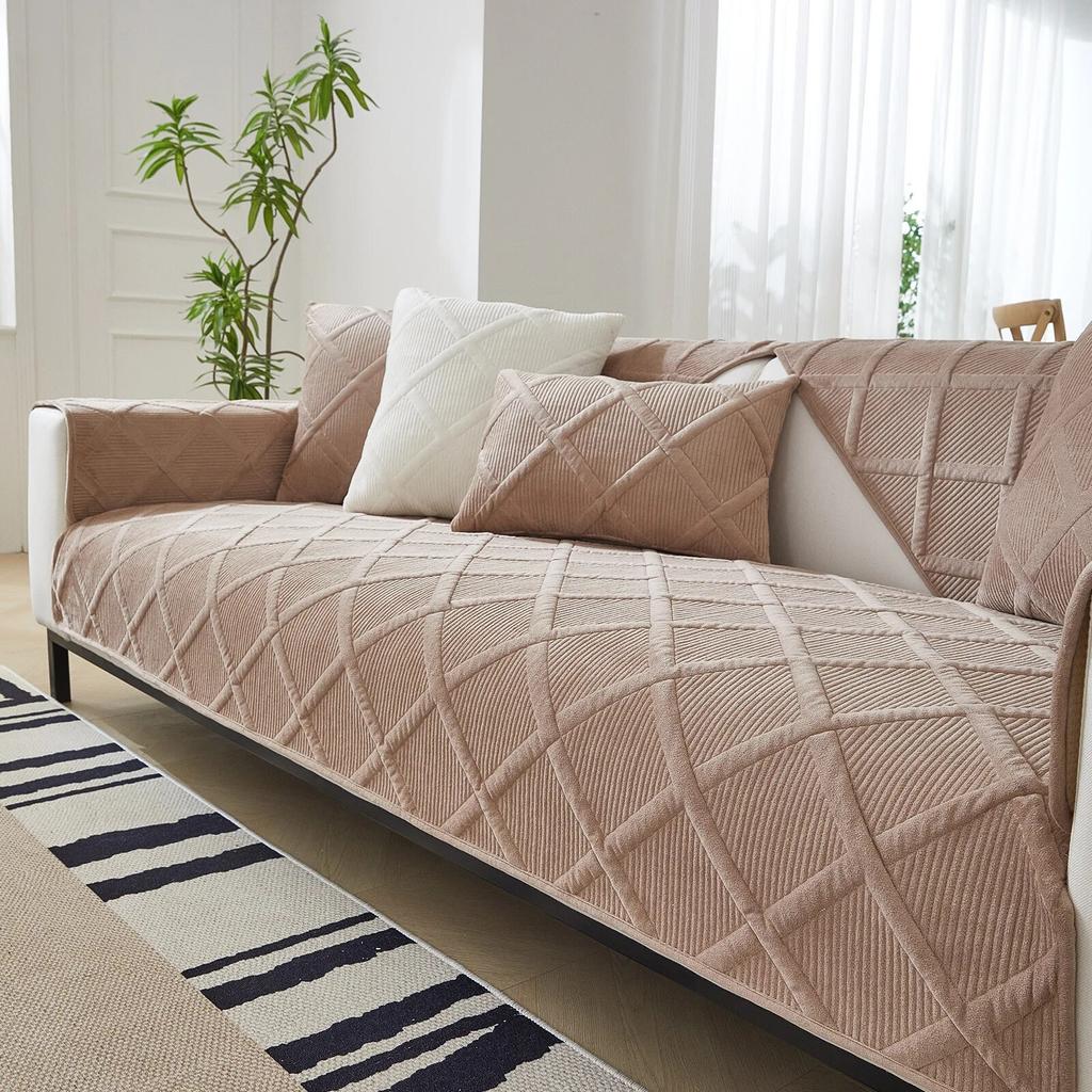 Solid Color Non-slip Sofa Cover Thicken Soft Plush Sofa Cushion Towel for Living Room Furniture Decor Slipcovers Couch Covers