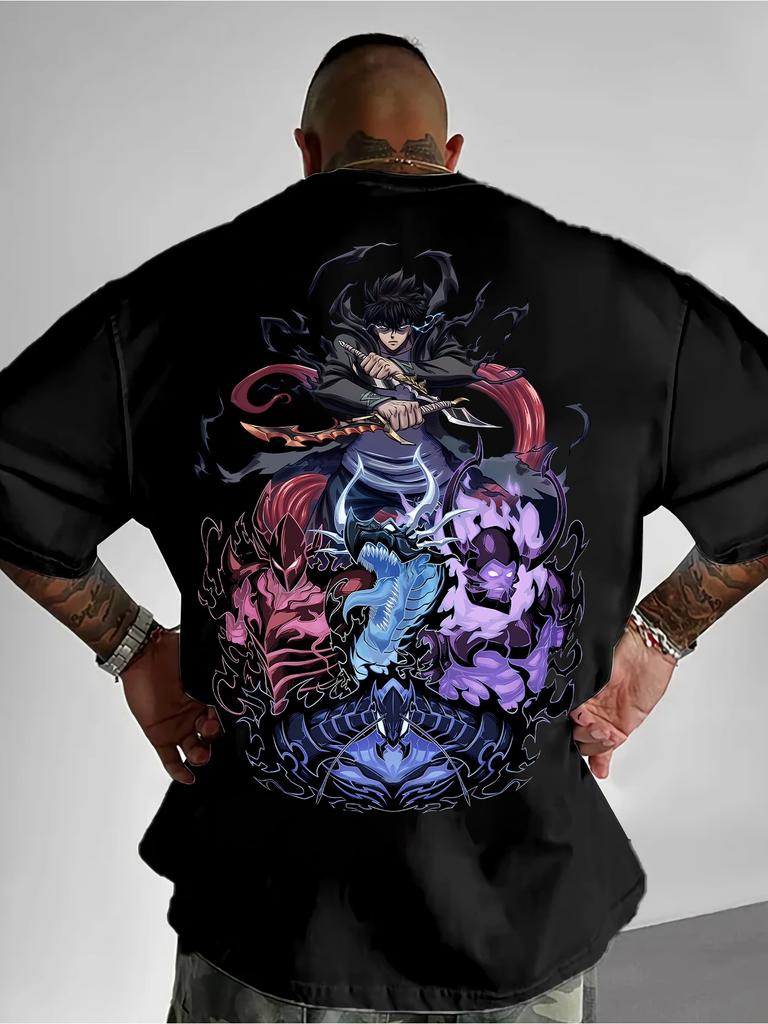 Solo Leveling Animation Derivatives Printed Short Sleeve TShirt Mens and Womens 2025 Summer Fashion Casual Cotton Top Clothes