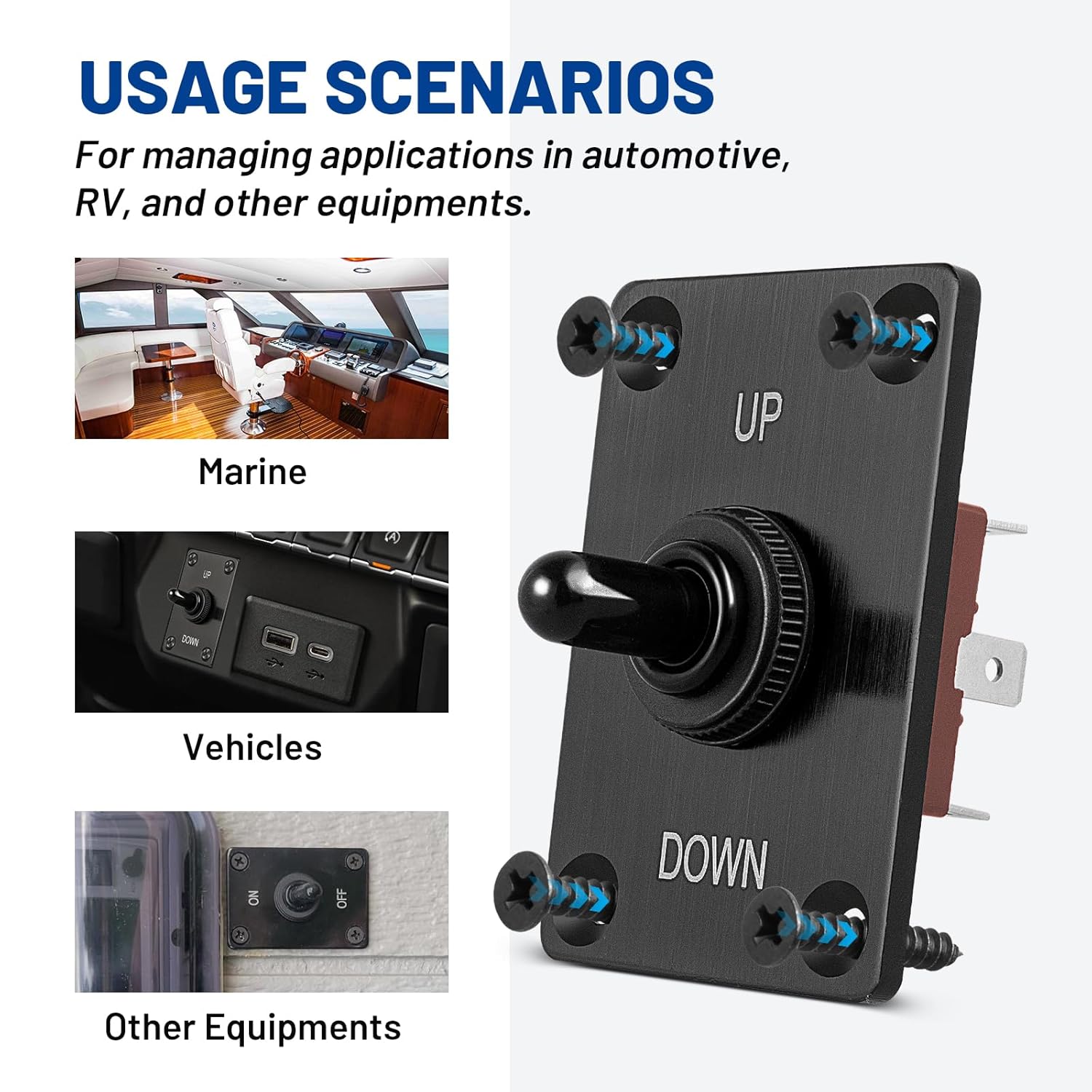 

Anina Marine Toggle Switch Heavy Duty 3 Pin Control Trim Switch Up Down with Waterproof Cap Momentary Switch Panel for Marine Boat Yacht RV ATV Car