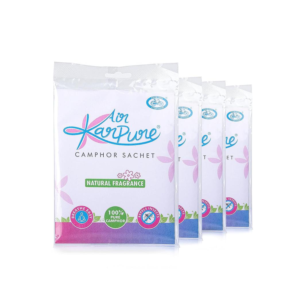 Cycle Karpure Camphor Sachet Pack Of 4 30g Each Long-Lasting Room Car Air Freshener