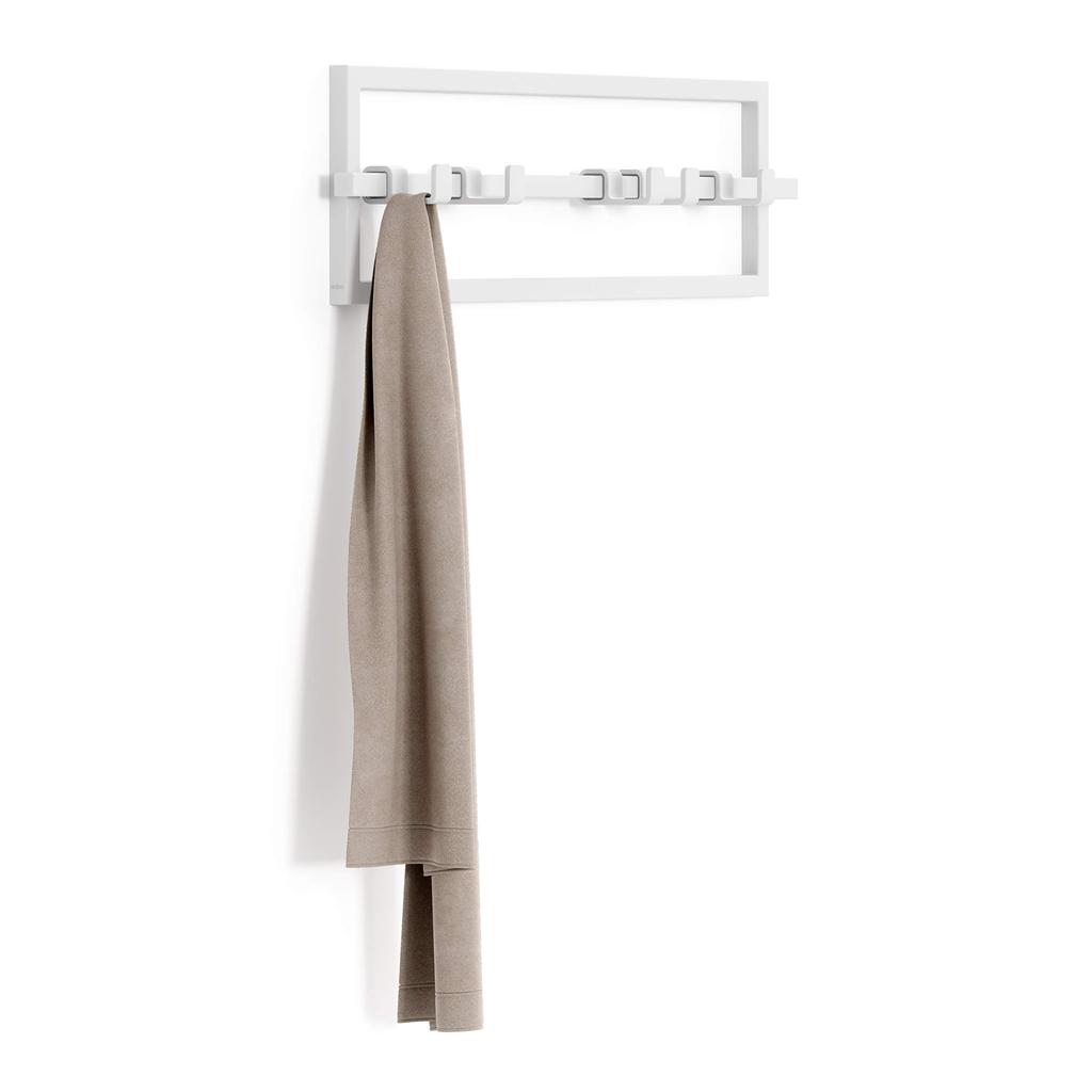Umbra CUBIKO Wall Hooks, 5-Row, Adjustable Width, Wall-Mounted, White, 21016881660