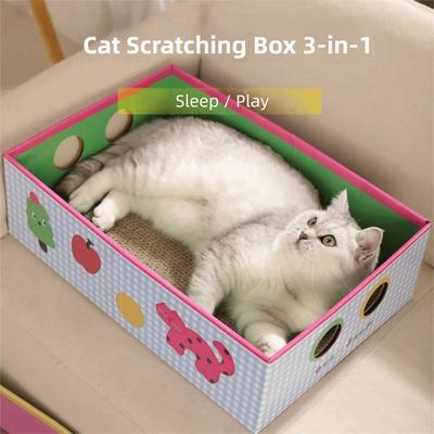 Nieuwe Grote Krabbox voor Katten Golfkarton Kleurrijk Kartonnen Huis voor Katten Klauwenslijper Krabmat Bescherming Meubels