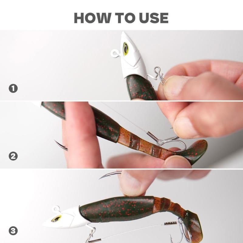 6/8/10cm Quick Snap Trailer Treble Hook 12Pcs Hook for Jig Head 40lbs Walleye Bass Fishing Tackle Accessories