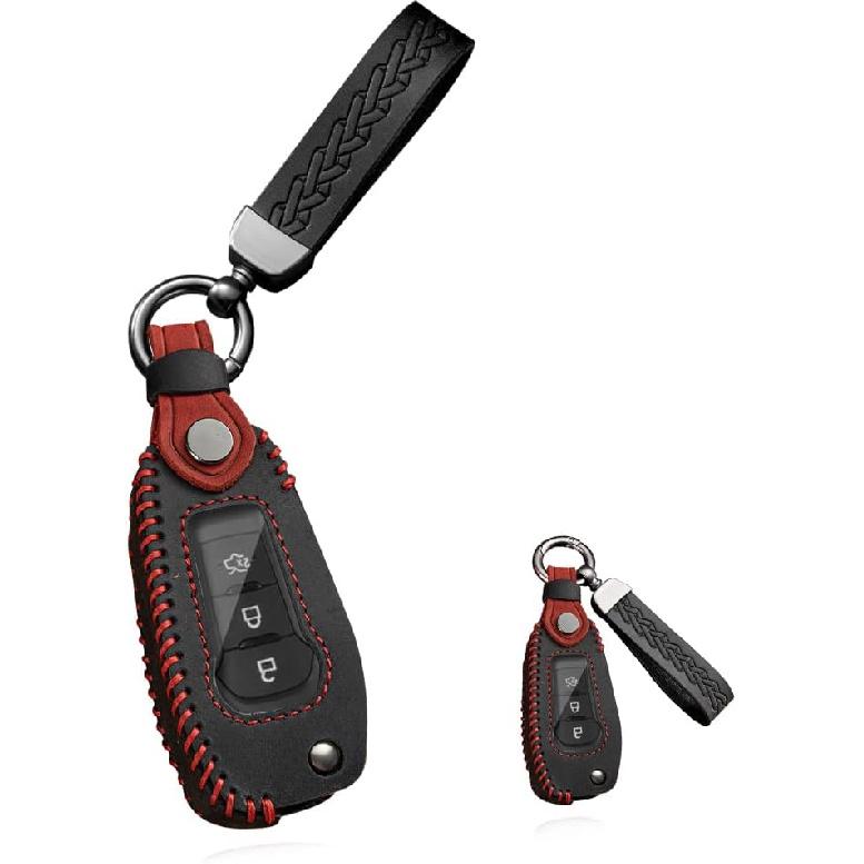 

HIBEYO Leather Key Fob Cover for 2015 2016 2017 2018 2019 2020 Ford F150 F250,Focus 3 Escort Kuga Everest Fiesta Mustang Edge MKV S-MAX Fusion 2016 чёрный