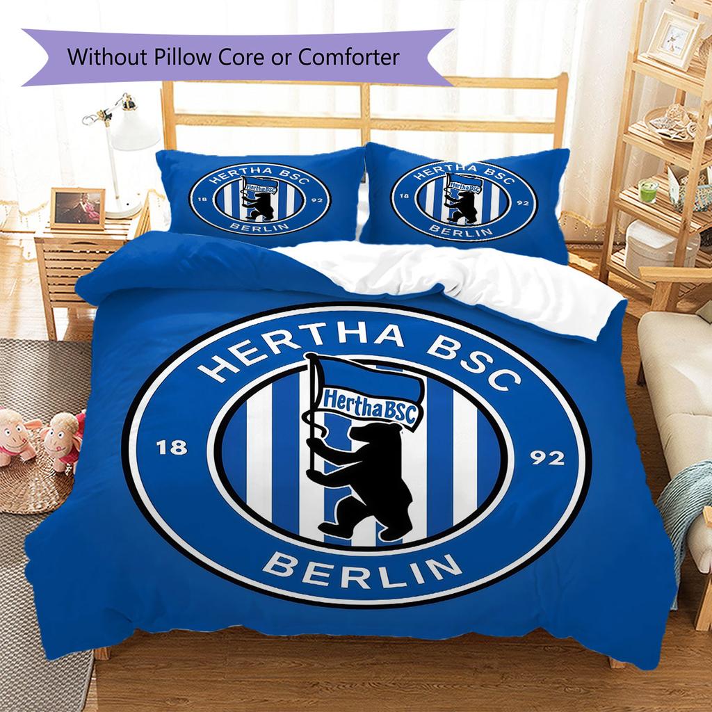 Hertha BSC Pattern Bedding,Quilt Set Quilt Cover Pillowcase Home Birthday Gift(1 * Duvet Cover + 2 * Pillowcase, Without Core)