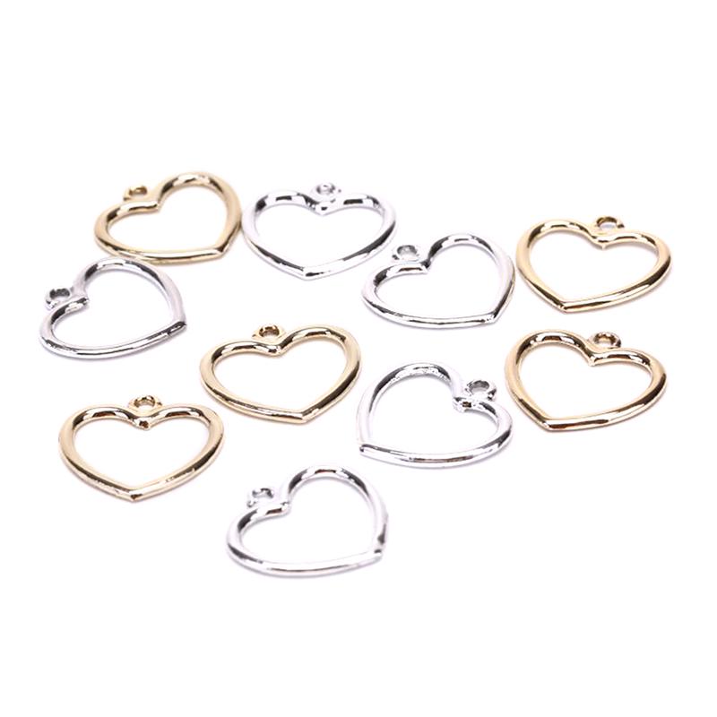 10Pcs/Set Alloy Hollow Out Love Heart Charms Pendant Jewelry Diy Making Craft